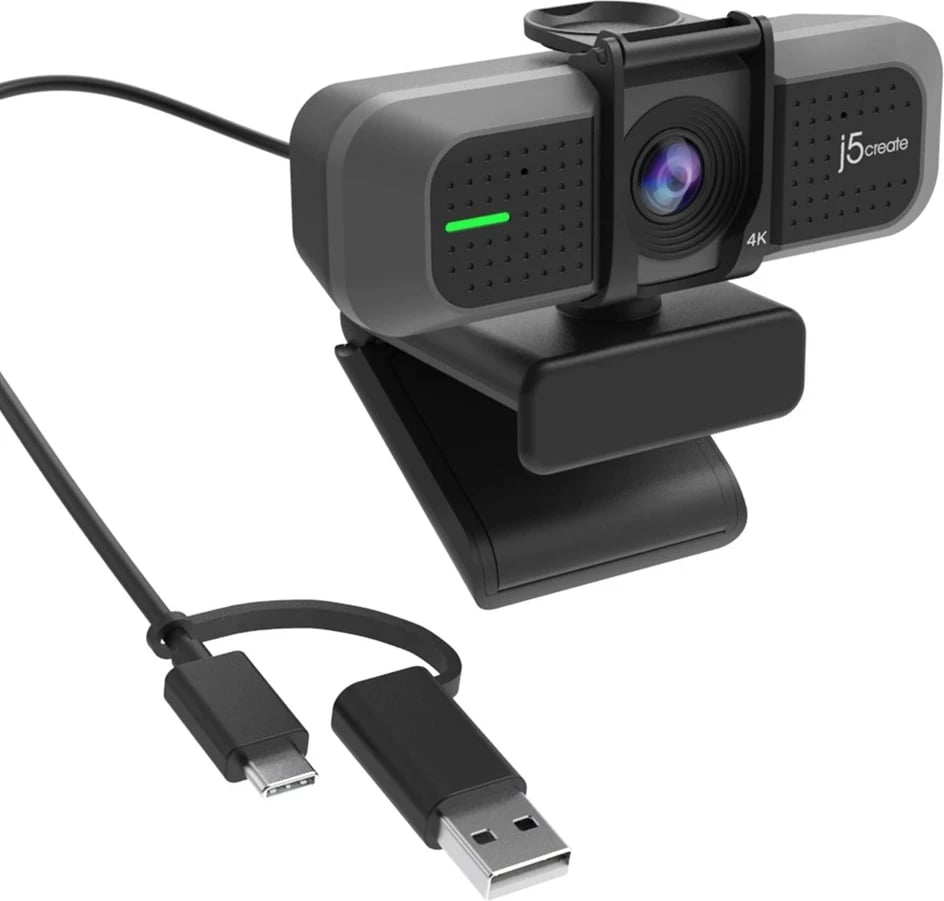 Webcam 4K Ultra HD J5create, me USB-C/USB 2.0, ngjyrë e zezë JVU430-N
