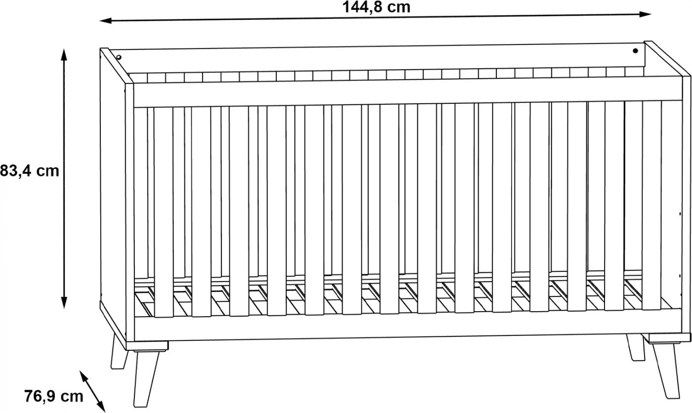 Krevat fëmijësh BAMBINI FH8841, ngjyrë gri e lehtë dhe natyrale, 144.8 x 76.9 x 83.4 cm