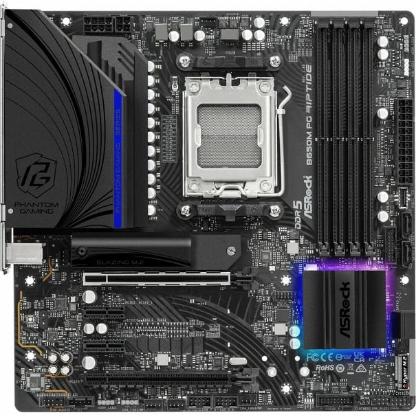 Pllakë amë ASRock B650M PG Riptide, AMD, Socket AM5, DDR5-SDRAM, 128 GB, micro ATX