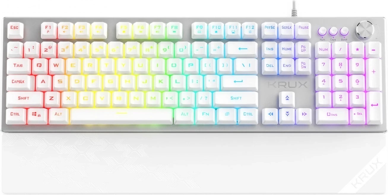 Tastierë Gaming KRUX Frost Silver-White me RGB