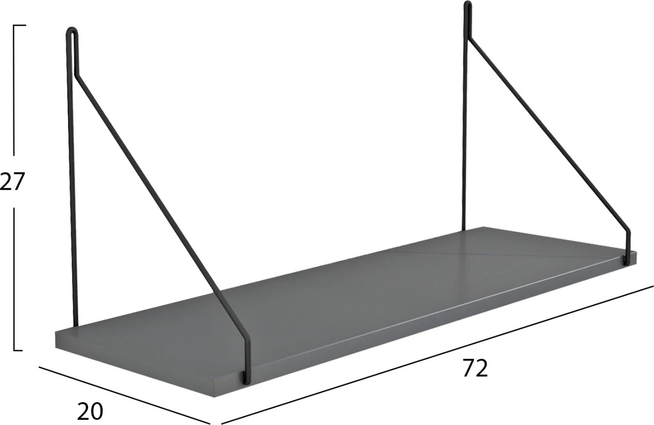 Raft muri AGILAN, FH9183.20, melaminë, ngjyrë gri e errët, 72x20x27H cm