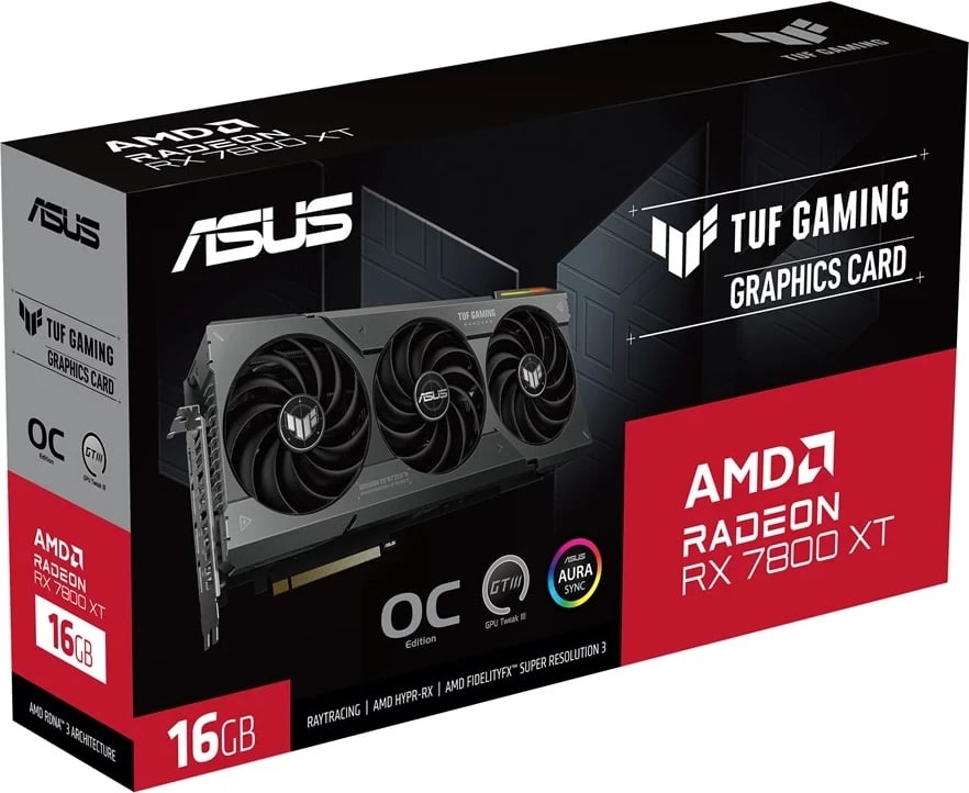 Kartë Grafike ASUS TUF Gaming TUF-RX7800XT-O16G-GAMING, AMD Radeon RX 7800 XT, 16 GB GDDR6