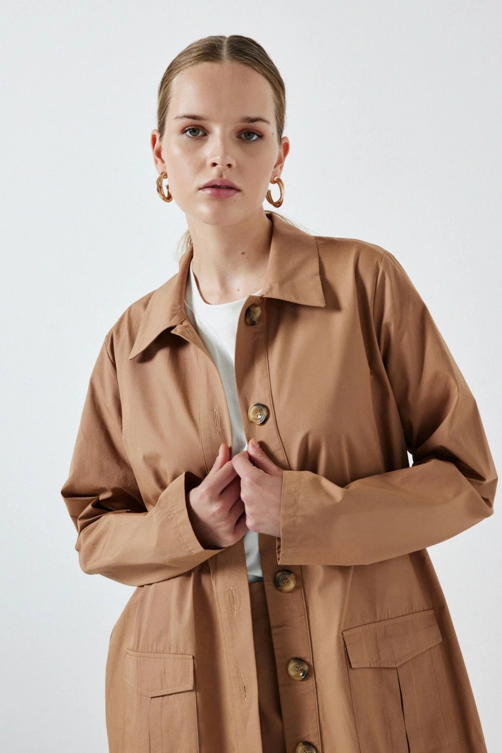 Trench coat për femra Touche, camel