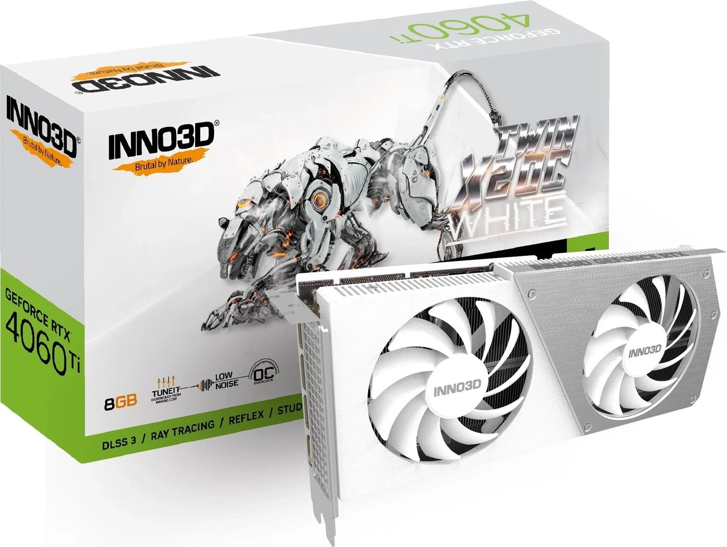 Kartë Grafike INNO3D Geforce RTX 4060 TI TWIN X2 OC WH, NVIDIA 8 GB GDDR6, e bardhë