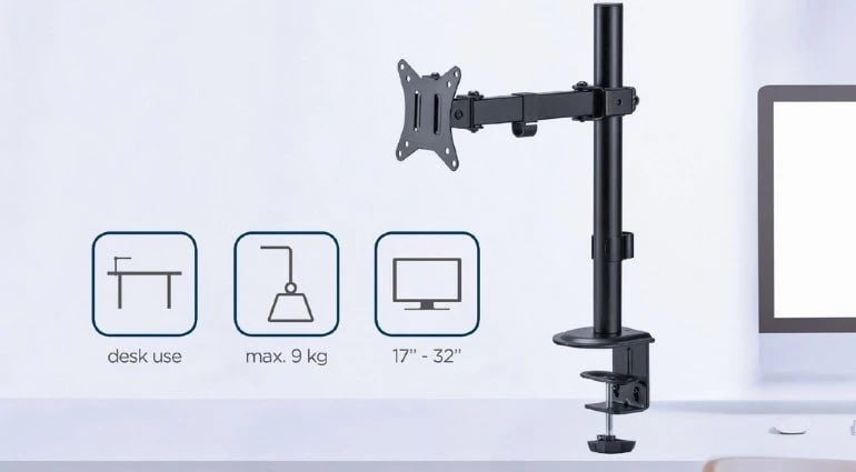 Mbajtës monitori Gembird MA-D1-03, 81.3 cm (32"), i zi, për tavolinë