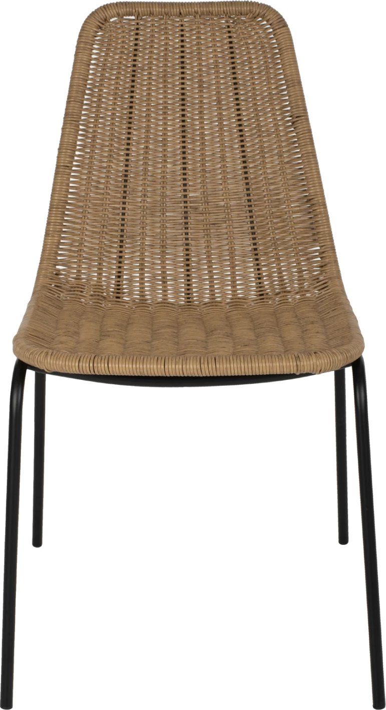 Karrige profesionale FH5867.01 metalike e zezë me rattan natyral 43.5x63x82Hcm