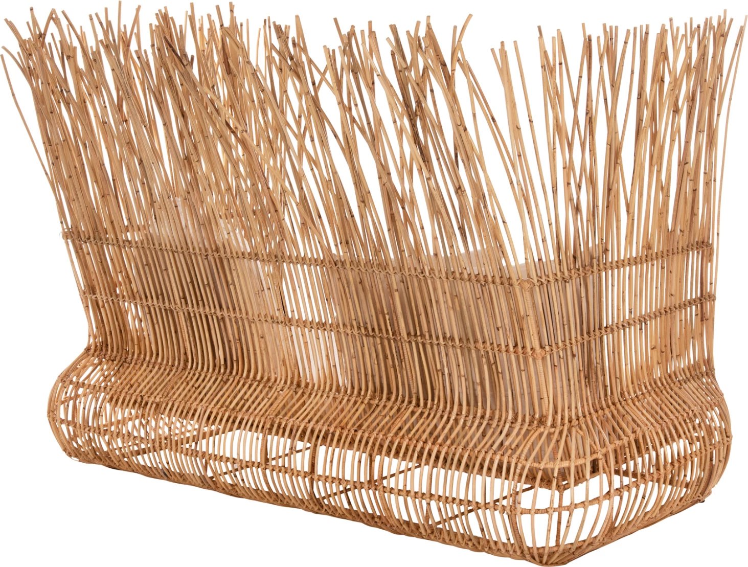 Divan për jashtë ZEPHYR FH5988 kallamishte rattan natyrale-set jastëkësh në bezhë 200x120x142Hcm