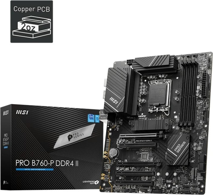 Pllakë amë MSI PRO B760-P DDR4 II, Intel B760 LGA 1700 ATX