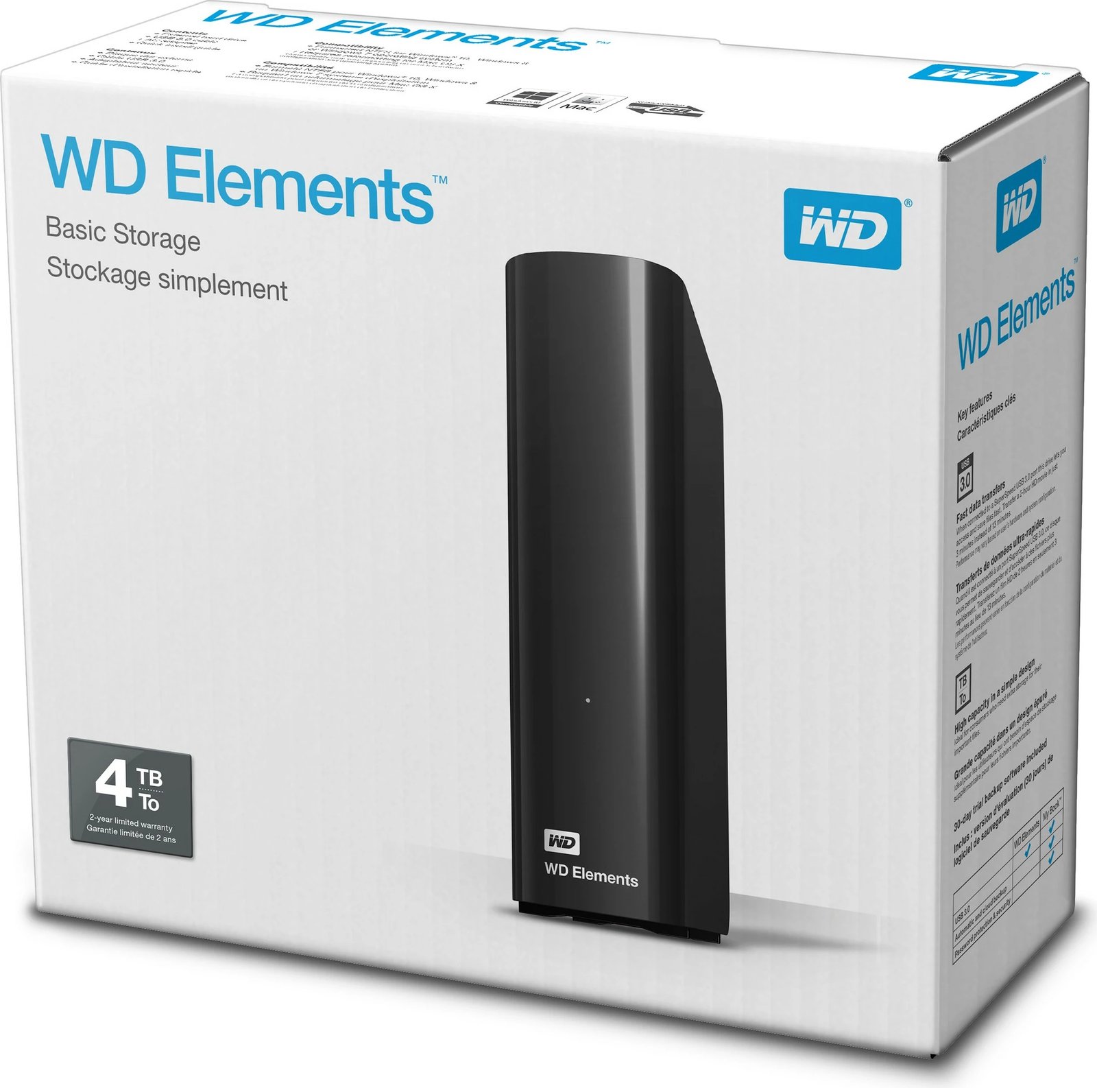 Hard disk Western Digital WD Elements Desktop, 4 TB, 3.2 Gen 1 (3.1 Gen 1), i zi