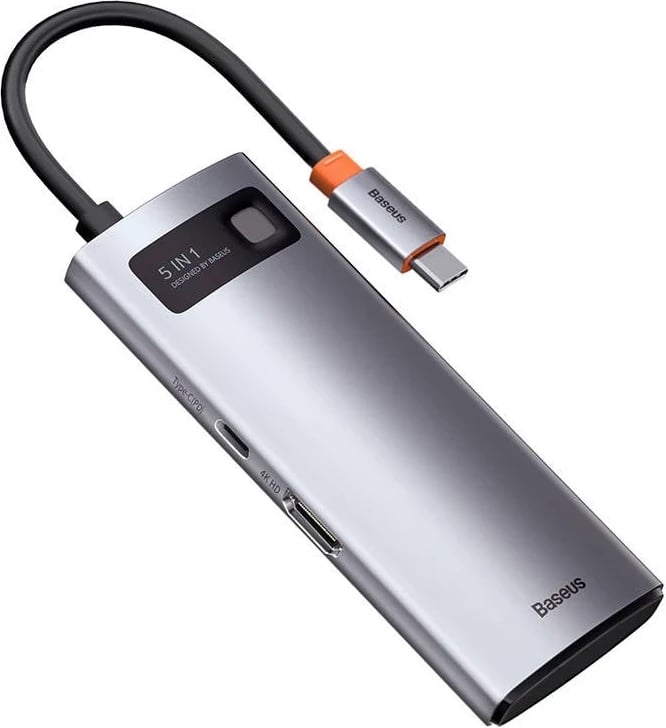 Hub USB-C 5në1 Baseus, me 3x USB 3.0 + HDMI + USB-C PD