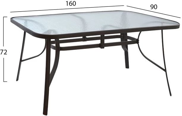 Set tavoline ngrënieje 7 pjesë FH10564.01 me Tavolinë 160x90x72cm nga metali kafe