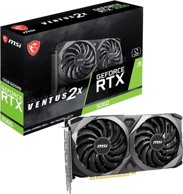 Kartelë grafike MSI VENTUS GeForce RTX 3060 2X 12G, e zezë