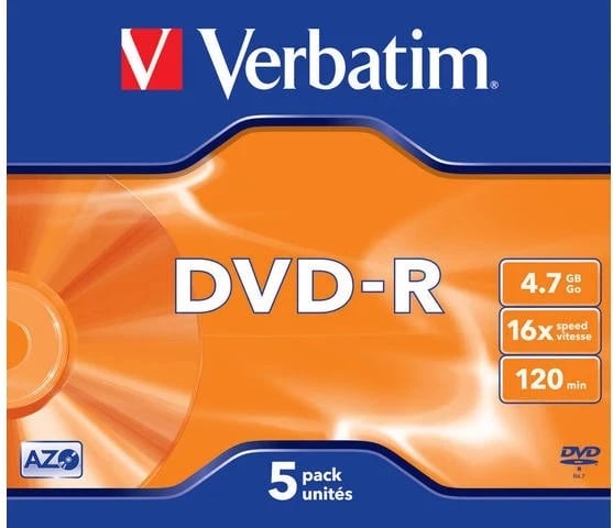 DVD-R Verbatim 16000, 4.7GB, 16x, Matt Silver, 5sht