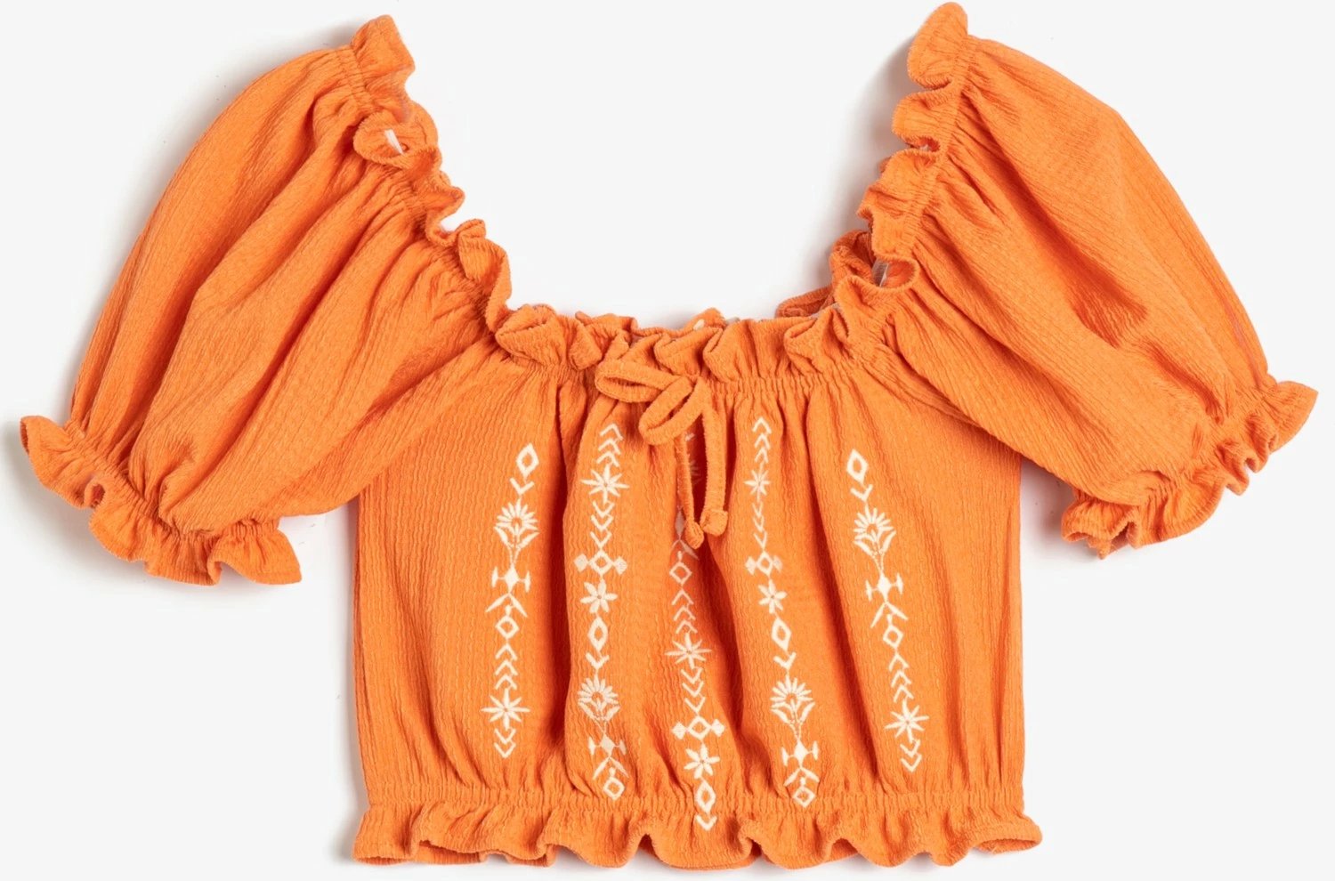 Bluzë crop për femra Koton, portokalli