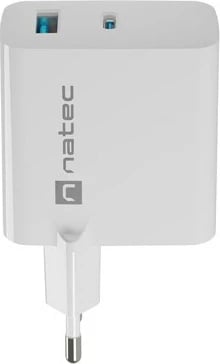 Karikues NATEC RIBERA GAN 1X USB-A + 1X USB-C 45W i bardhë