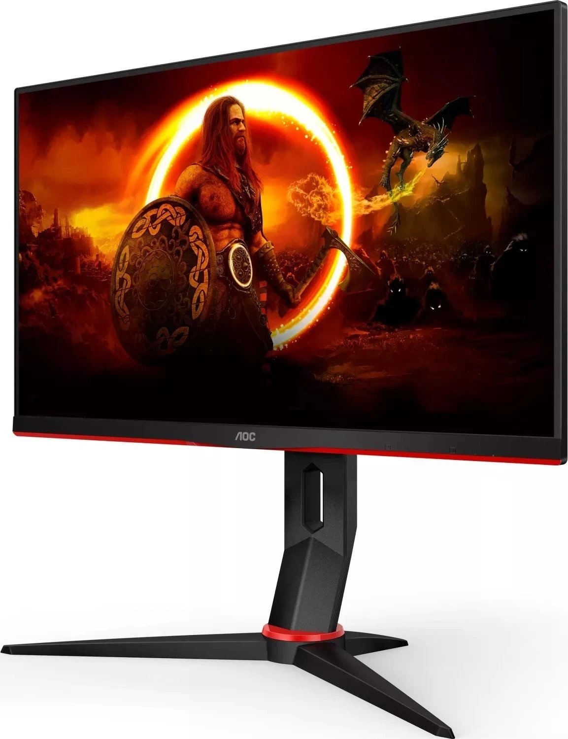 Monitor për lojëra AOC Q24G2A/BK, 23.8", IPS, QHD, 165 Hz, DisplayPort, HDMI 2.0, me ngjyrë të zeza dhe të kuqe