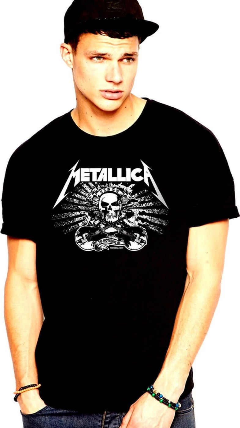 Maicë për meshkuj Rock&Roll Metallica Skull, e zezë