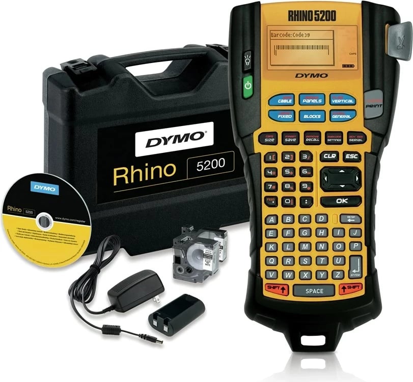 Printer etiketa DYMO Rhino 5200, Termotransfer, 180 x 180 DPI, Verdhë, Set