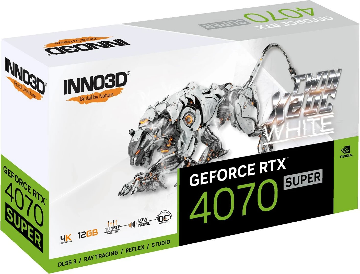 Kartë Grafike Inno3D GEFORCE RTX 4070 SUPER TWIN X2 OC, NVIDIA 12 GB GDDR6X, e bardhë