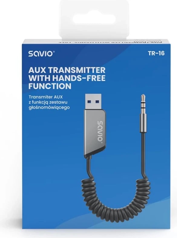 Adapter Transmetues Savio TR-16, me funksion pa duar, Bluetooth 5.3, ndihmës Google/Siri