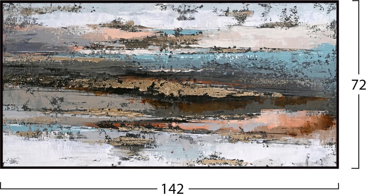 Pikturë muri abstrakte, kornizë PS e zezë, FH4575.02, 142x4.5x72 cm