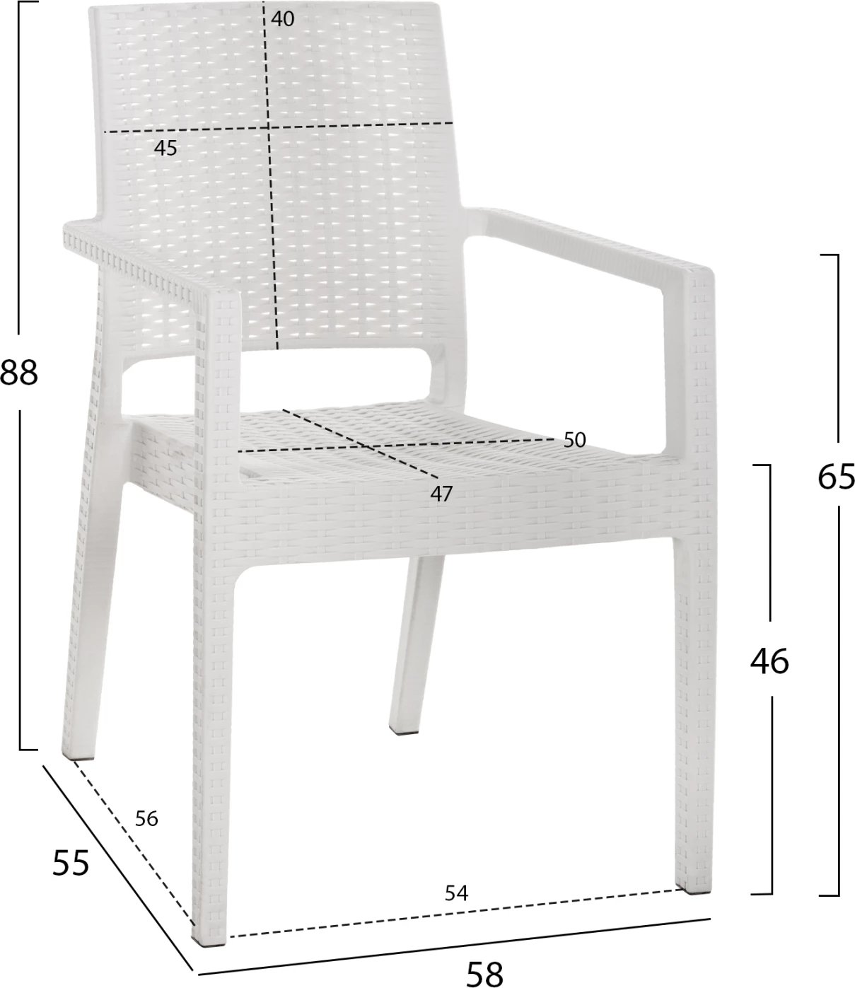 Karrige e rëndë KAGANU polipropileni FH5134.02 e bardhë 58x55x88Hcm