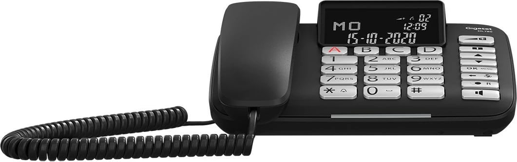 Telefon Gigaset DL780 Plus, Analog/DECT, Mbajtës pa tela, Zëdhënës, 99 kontakte, ID thirrës, Ngjyrë e zezë