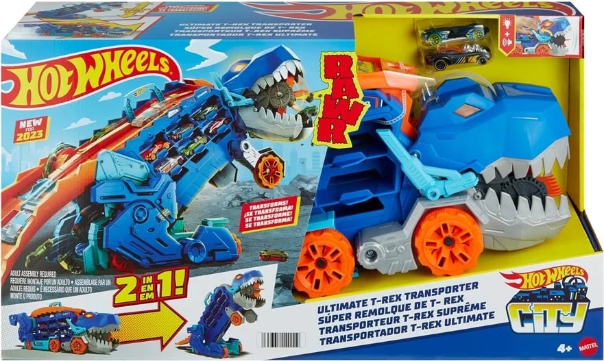 Transportues Hot Wheels City T-Rex Mega MATTEL, shumëngjyrësh