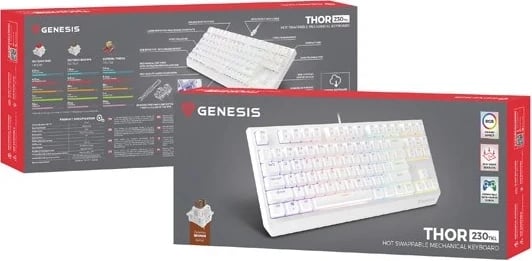 Tastierë mekanike Genesis Thor 230, TKL, RGB Outemu Brown, e bardhë