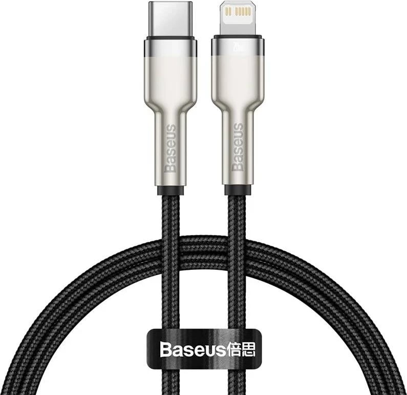 Kabllo Baseus USB-C në Lightning për ngarkim të shpejtë, e zezë