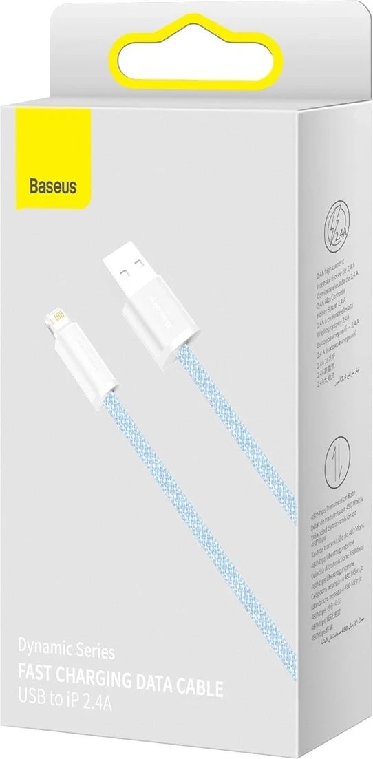 Kabllo USB do Lightning Baseus, 2.4A, 2m, blu