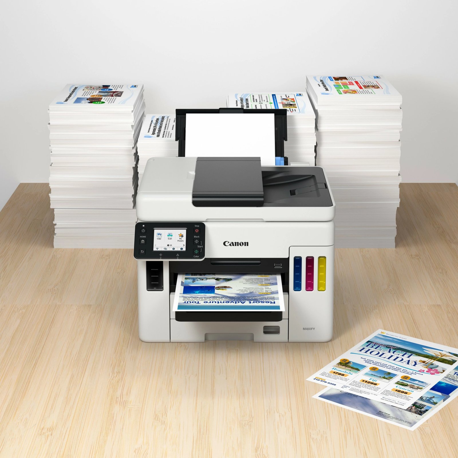 Printer Canon MAXIFY GX7050 MegaTank, Inkjet, Printim me ngjyra, 600 x 1200 DPI, A4, Printim direkt, Bardhë, Zi