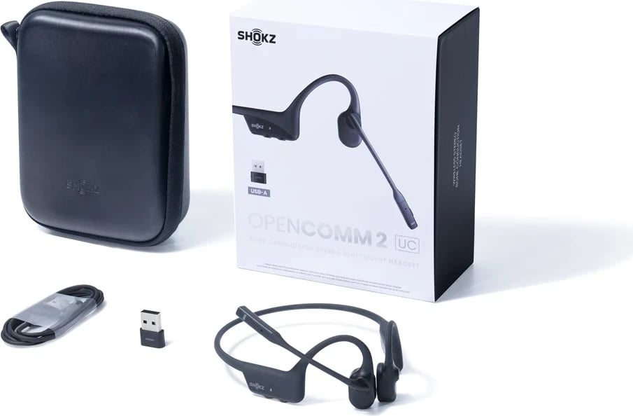 Kufje SHOKZ OpenComm2 UC, Wireless Bluetooth me Mikrofon për Video-Konferenca, e Zezë