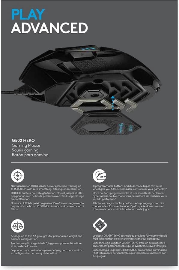 Maus gaming Logitech G G502, i zi