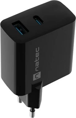 Karikues NATEC RIBERA GAN 1x USB-A + 1x USB-C 45W, i zi