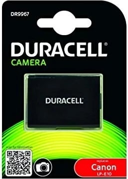 Bateri për kamera Duracell, zëvendëson Canon LP-E10, E zezë