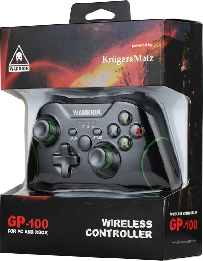 Gamepad Kruger & Matz Warrior, Wireless, Xbox/PC, Ngjyrë e zezë