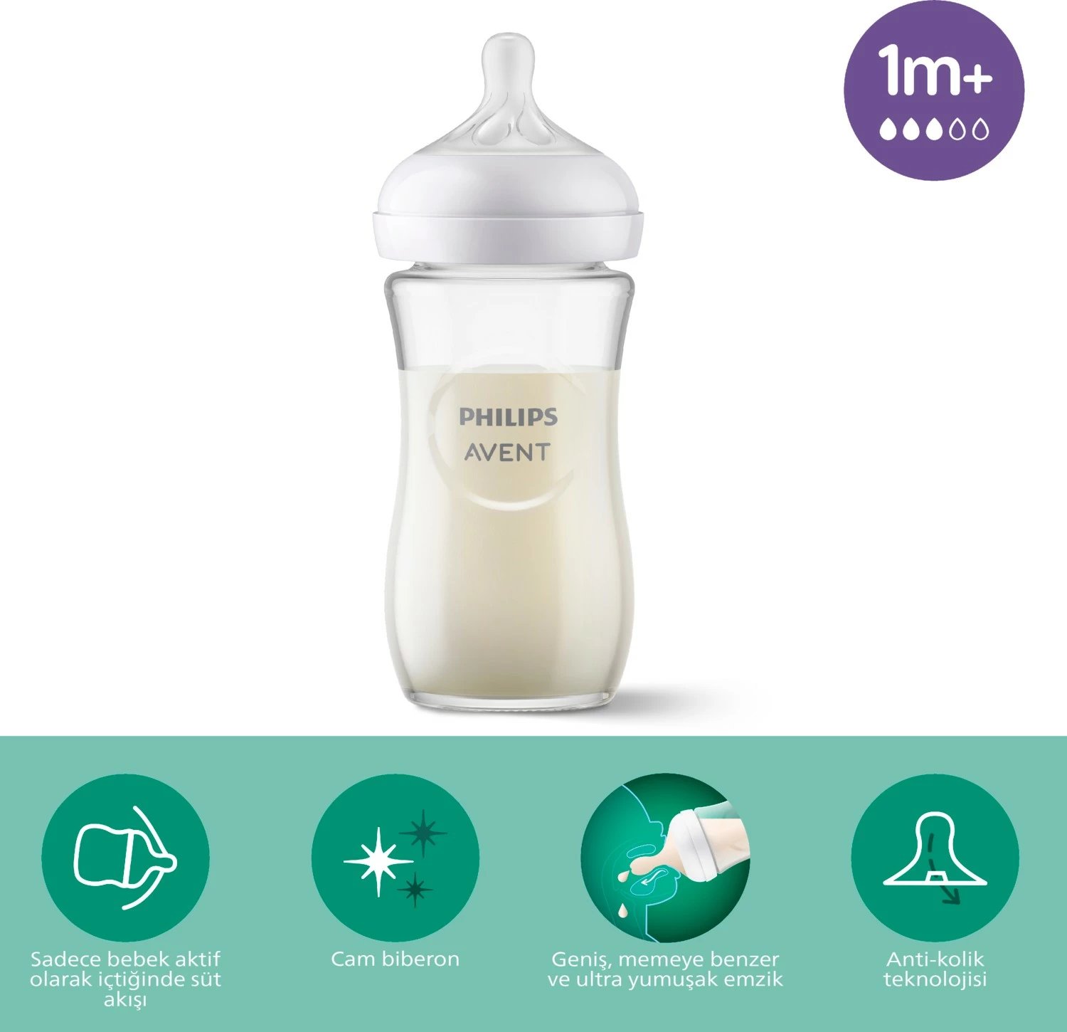 Shishe ushqyese Philips Avent, SCY933/01, 240ML, qelq