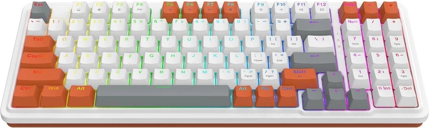 Tastierë mekanike Redragon K664WOG-RGB Gloria, RGB, e bardhë-portokalli