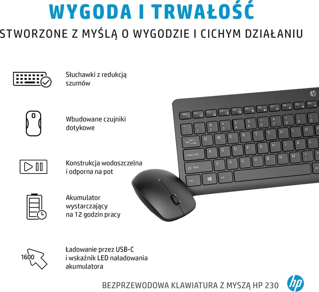 Maus dhe tastierë wireless HP 230, e bardhë