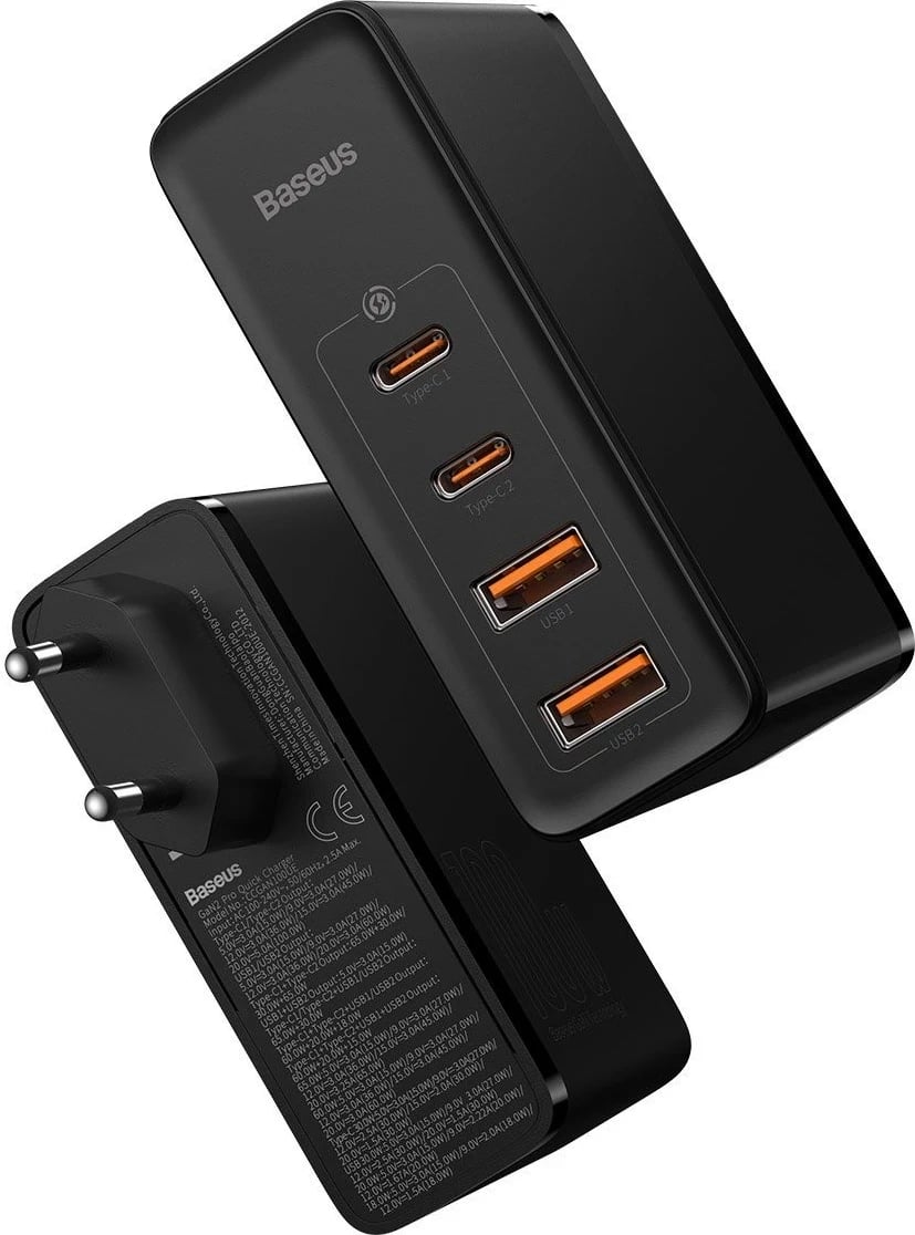 Karikues Baseus GaN2 Pro, 2x USB + 2x USB-C, 100W, EU, i zi