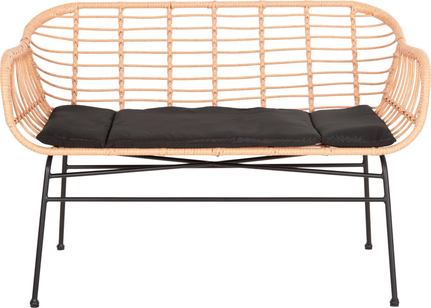 Divan për jashtë ALLEGRA FH6077 metal i zi-P.E. Rattan në bezhë 120x62x80Hcm