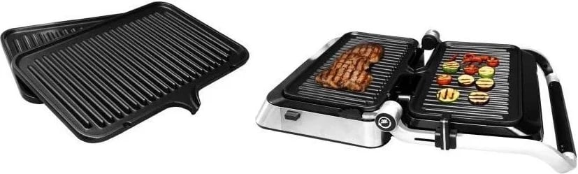 Grill kontakt Eldom GK2000, 1800W, pjatë të zëvendësueshme, LED, argjendtë-zi