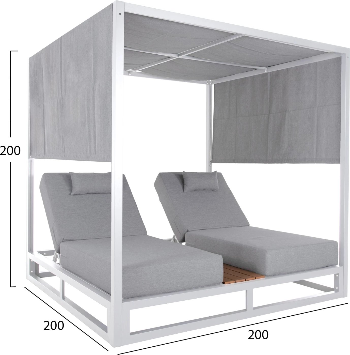 Shazllonë dyshe për plazh në formë kubi me hije GALLANT FH6097.02 alumin në të bardhë 2x2x2m