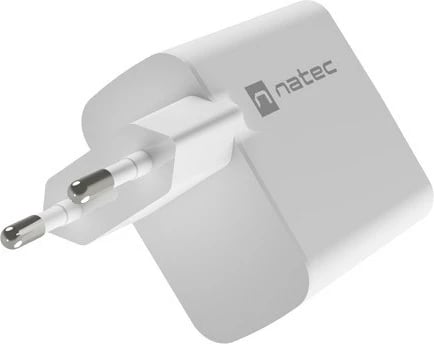 Karikues NATEC RIBERA GAN 1x USB-A + 1x USB-C 65W, i bardhë