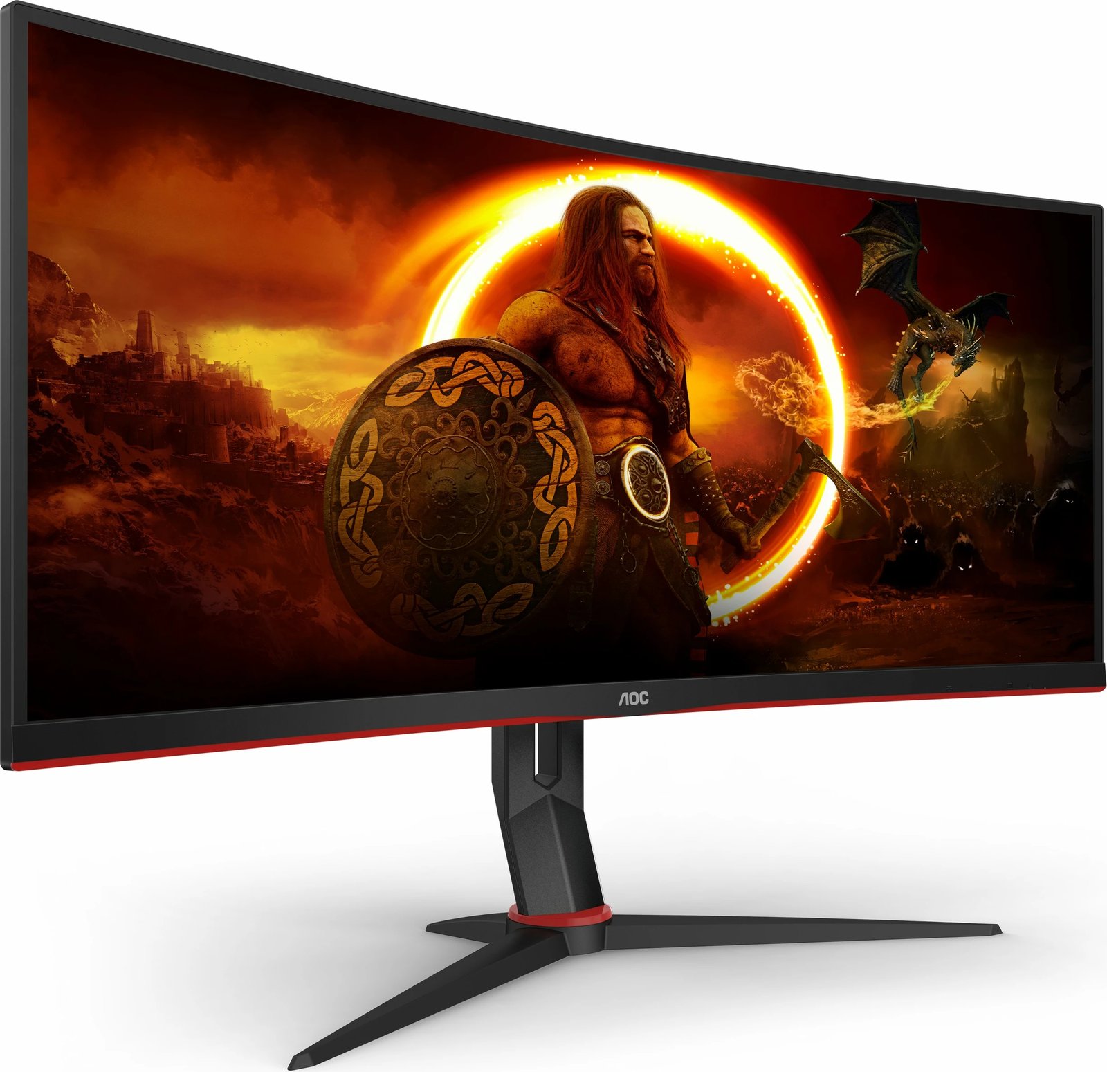 Monitor gaming AOC G2 CU34G2X/BK, 34", 3440 x 1440 pixels, Quad HD, LED, 1 ms, i zi, i kuq