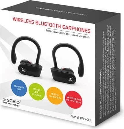 Kufje Savio TWS-03, True Wireless, Bluetooth 5.0, të zeza