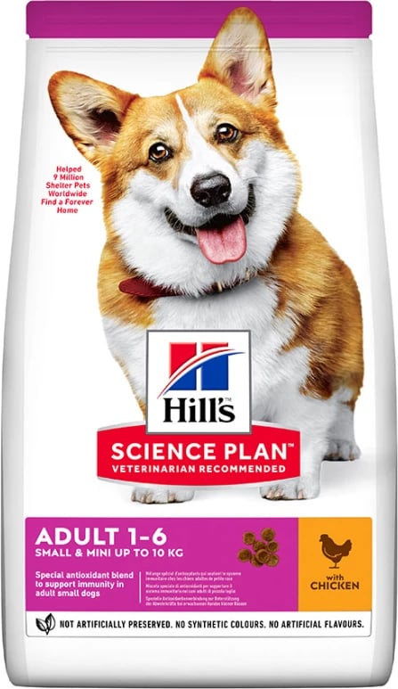 Ushqim për qen te rritur të racave të vogla me pule Hill's Science Plan, 1.5 kg