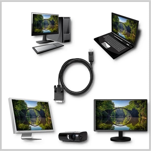 Kabllo Qoltec DisplayPort në DVI, 1.8m, e zezë