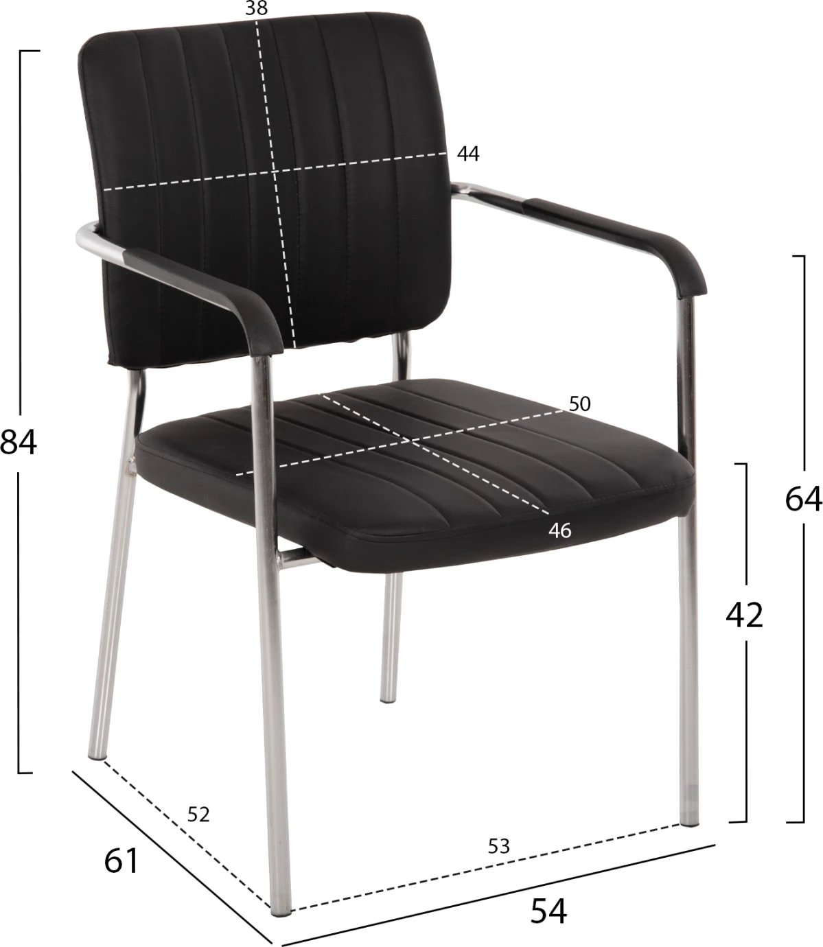 Karrige për konferenca me krahë FH1070.01 e zezë 56,5x59x85 cm, set prej 4 copë